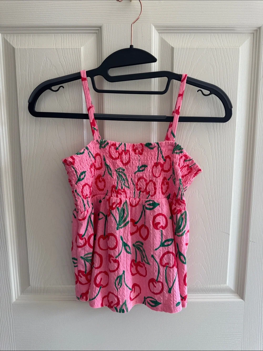 Old Navy Pink Cherry Smocked Tank Top